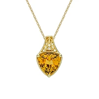 10K Yellow Gold Prong-set Citrine pendant with diamond accent