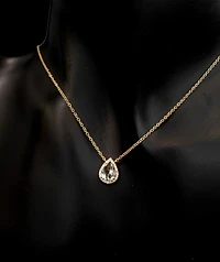 14K Yellow Gold Aquamarine and 0.06cttw Diamond Pendant - 18"