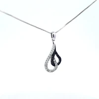 10K White Gold 0.25 cttw Diamond Pendant, 18"