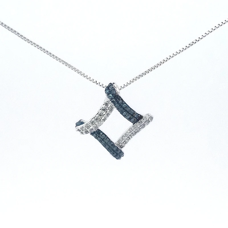 10K White Gold cttw Blue Diamond Pendant