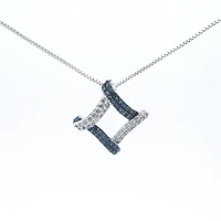 10K White Gold cttw Blue Diamond Pendant