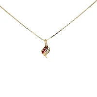 10K Yellow Gold 0.045 cttw Diamond and Ruby Pendant, 18"