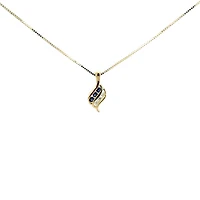 10K Yellow Gold 0.045 cttw Diamond and Sapphire Pendant, 18"