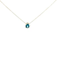 10K Yellow Gold London Blue Topaz and Diamond Pendant, 18"