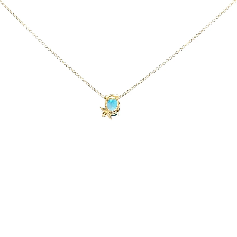 10K Yellow Gold London Blue Topaz and Diamond Pendant, 18"
