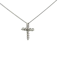 10K White Gold 0.25cttw Lab Grown Diamond  Cross Necklace - 18 Inches