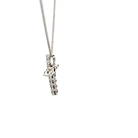 10K White Gold 0.25cttw Lab Grown Diamond  Cross Necklace - 18 Inches