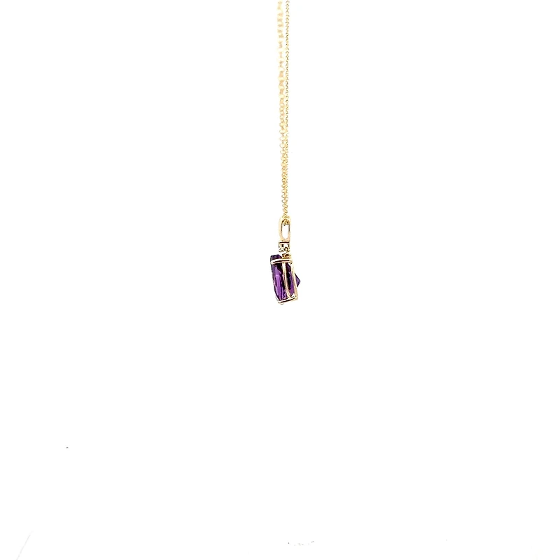 10K Yellow Gold Amethyst and Canadian Diamond Pendant