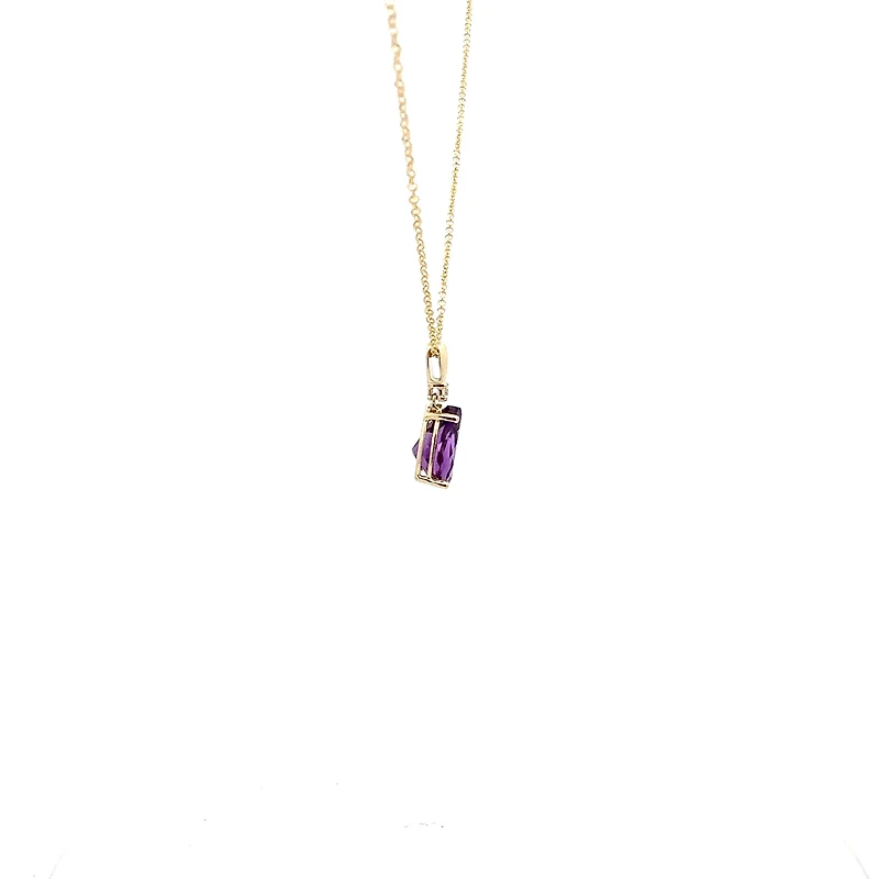 10K Yellow Gold Amethyst and Canadian Diamond Pendant