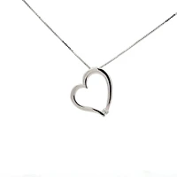 10K White Gold 0.03cttw Canadian Diamond Heart Pendant, 18"