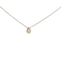 10K Lab Grown Diamond Bezel Set Necklace - Gold / Pear