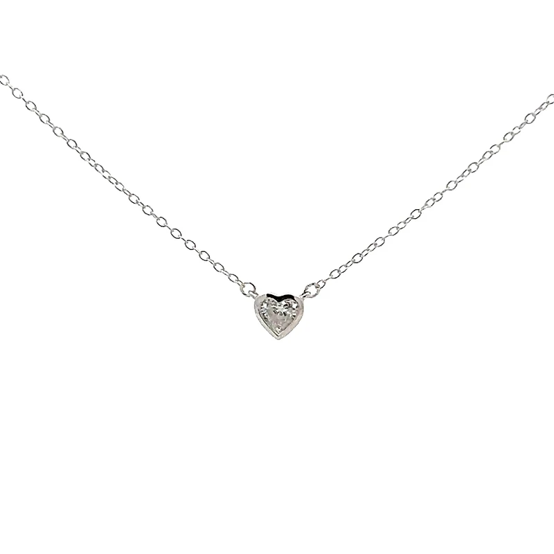 10K Lab Grown Diamond Bezel Set Necklace - Gold / Pear