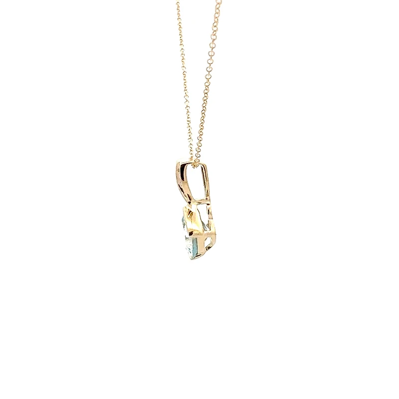 10K Gold Contemporary half-channel Aquamarine & Diamond pendant with chain - yellow gold