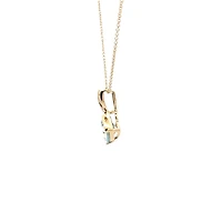 10K Gold Contemporary half-channel Aquamarine & Diamond pendant with chain - yellow gold