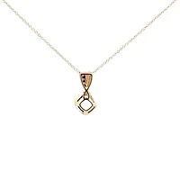 10K Gold Contemporary half-channel Aquamarine & Diamond pendant with chain - yellow gold