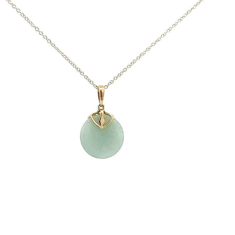 10K Gold Jadeite And Diamond Pendant