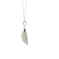 10K Gold Jadeite And Diamond Pendant - White gold