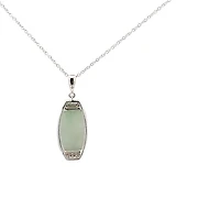 10K Gold Jadeite And Diamond Pendant - White gold