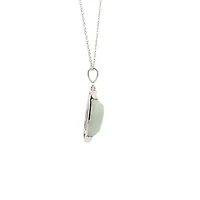 10K Gold Jadeite And Diamond Pendant - White gold