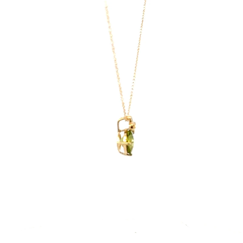 10K Yellow Gold Peridot and Diamond Pendant