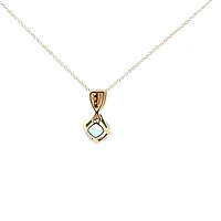 10K Yellow Swiss Blue Topaz and Diamond Pendant