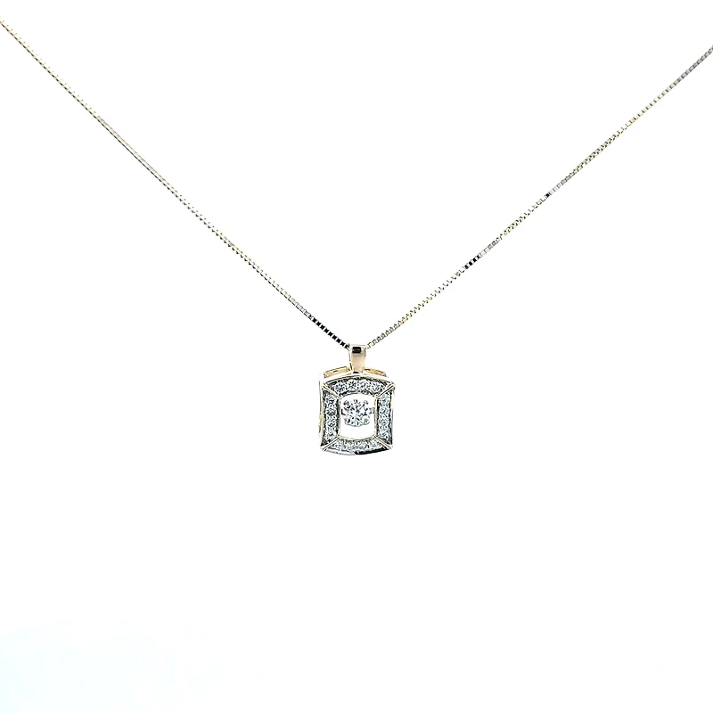 10K Yellow and White Gold Pulse Diamond Necklace