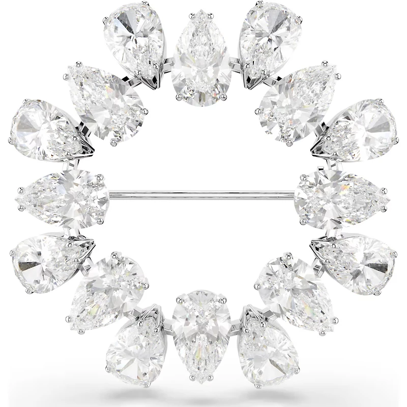 Swarovski - Matrix brooch, Pear cut, White, Rhodium plated 5714646