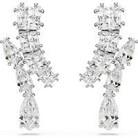 Swarovski - Matrix drop earrings, Mixed cuts, White, Rhodium plated - 5700418