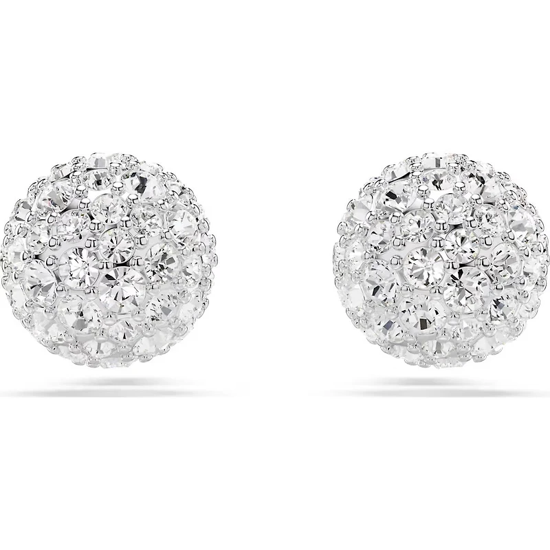 Swarovski - Dextera stud earrings, Round cut, White, Rhodium plated - 5700290