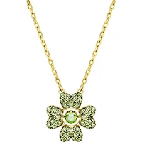 Swarovski Idyllia pendant, Clover, Green, Gold-tone plated - 5671144