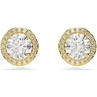 Swarovski - Una stud earrings, Round cut, Gold tone, Gold-tone plated - 5686637