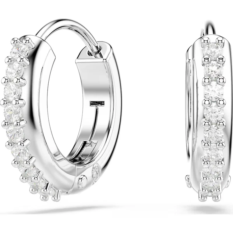 Swarovski - Matrix hoop earrings, Round cut, White, Rhodium plated - 5690670/5701600 (SS)