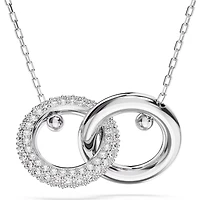 Swarovski Dextera pendant, Interlocking loop, White, Rhodium plated - 5670251