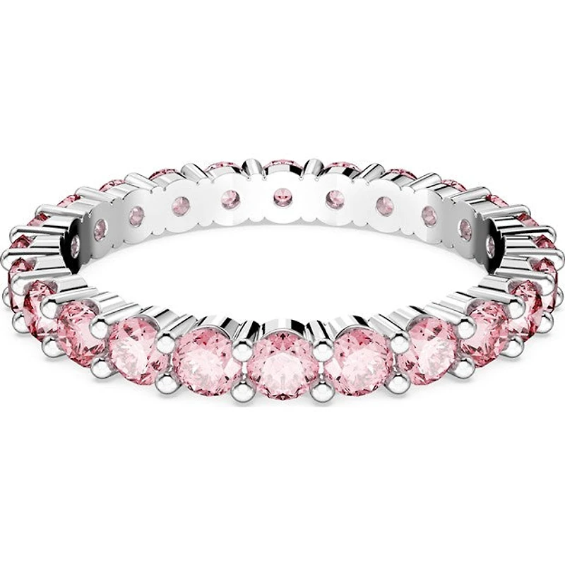 Swarovski Matrix ring, Round cut, Pink, Rhodium plated - 5658853