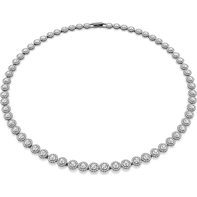 Swarovski - Una necklace, Round cut, Long, White, Ruthenium plated - 5681057