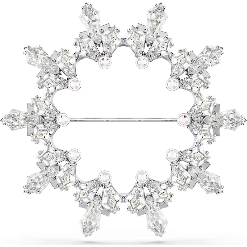 Swarovski Idyllia brooch, Mixed cuts, Snowflake, White, Rhodium plated - 5705397 - Discontinued