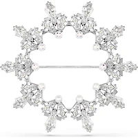 Swarovski Idyllia brooch, Mixed cuts, Snowflake, White, Rhodium plated - 5705397 - Discontinued