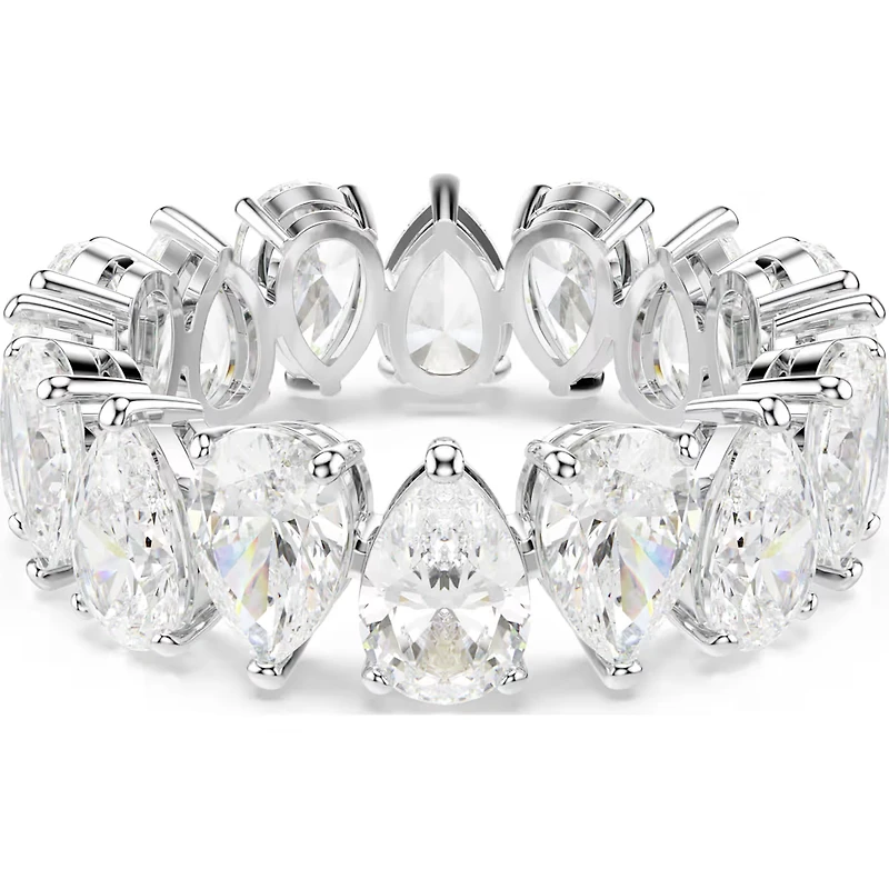 Matrix Vittore ring, Pear cut, White, Silver-tone finish - 52