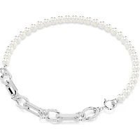 Swarovski - Dextera necklace, Crystal pearl, Mixed links, White, Rhodium plated - 5692744 - Discontinued