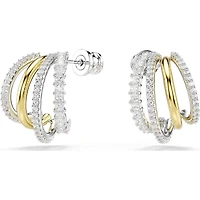 Swarovski - Hyperbola hoop earrings, Mixed cuts, Mini, White, Mixed metal finish - 5689718/5701590 (SS)
