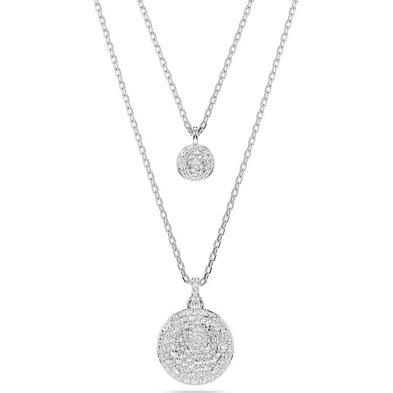 Swarovski Meteora layered pendant, White, Rhodium plated 5684244