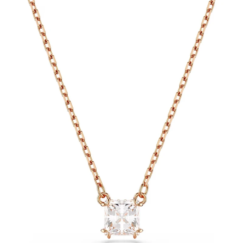 Swarovski -   Stilla pendant, Square cut, White, Rose gold-tone plated 5701904