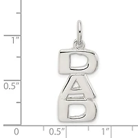 925 Sterling Silver Polished Finish "DAD" Charm - 21mm