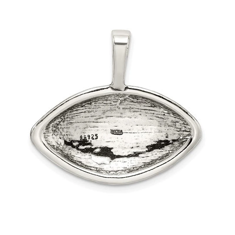 925 Sterling Silver Polished Finish Amercian Football Pendant - 17.15mm x 28.45mm