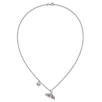 Sterling Silver Rhodium-plated Polished CZ Whale Tail 17.75in Necklace