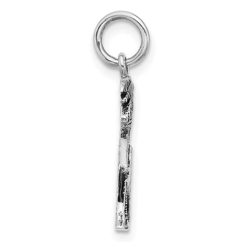 Sterling Silver Rhodium-plated Antiqued Palm Tree and Surfboard Pendant