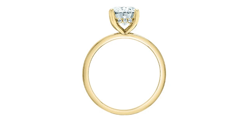 14K Yellow Gold 2.05Cttw Lab Grown Oval Cut Diamond Engagement Ring With Hidden Halo - 14K Yellow Gold / 4.5