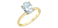 14K Yellow Gold 2.05Cttw Lab Grown Oval Cut Diamond Engagement Ring With Hidden Halo - 14K Yellow Gold / 4.5