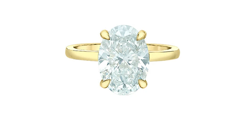 14K Yellow Gold 3.09Cttw Lab Grown Oval Cut Diamond Engagement Ring With Hidden Halo - / White