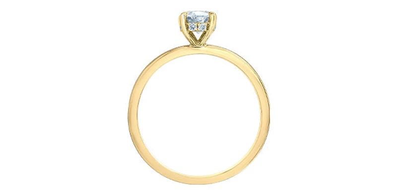 14K Yellow Gold 1.55Cttw Lab Grown Oval Cut Diamond Engagement Ring With Hidden Halo - / White